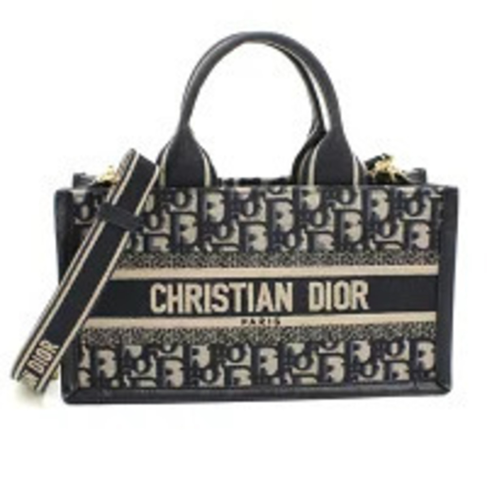 Christian Dior Tote Bag Book Navy Blue Handbag